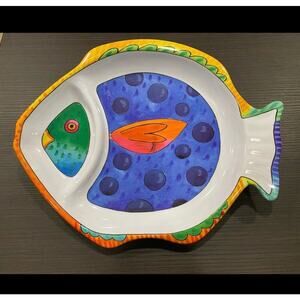 Bright Colorful Tropical Fish Plastic Chip & Dip Platter Server